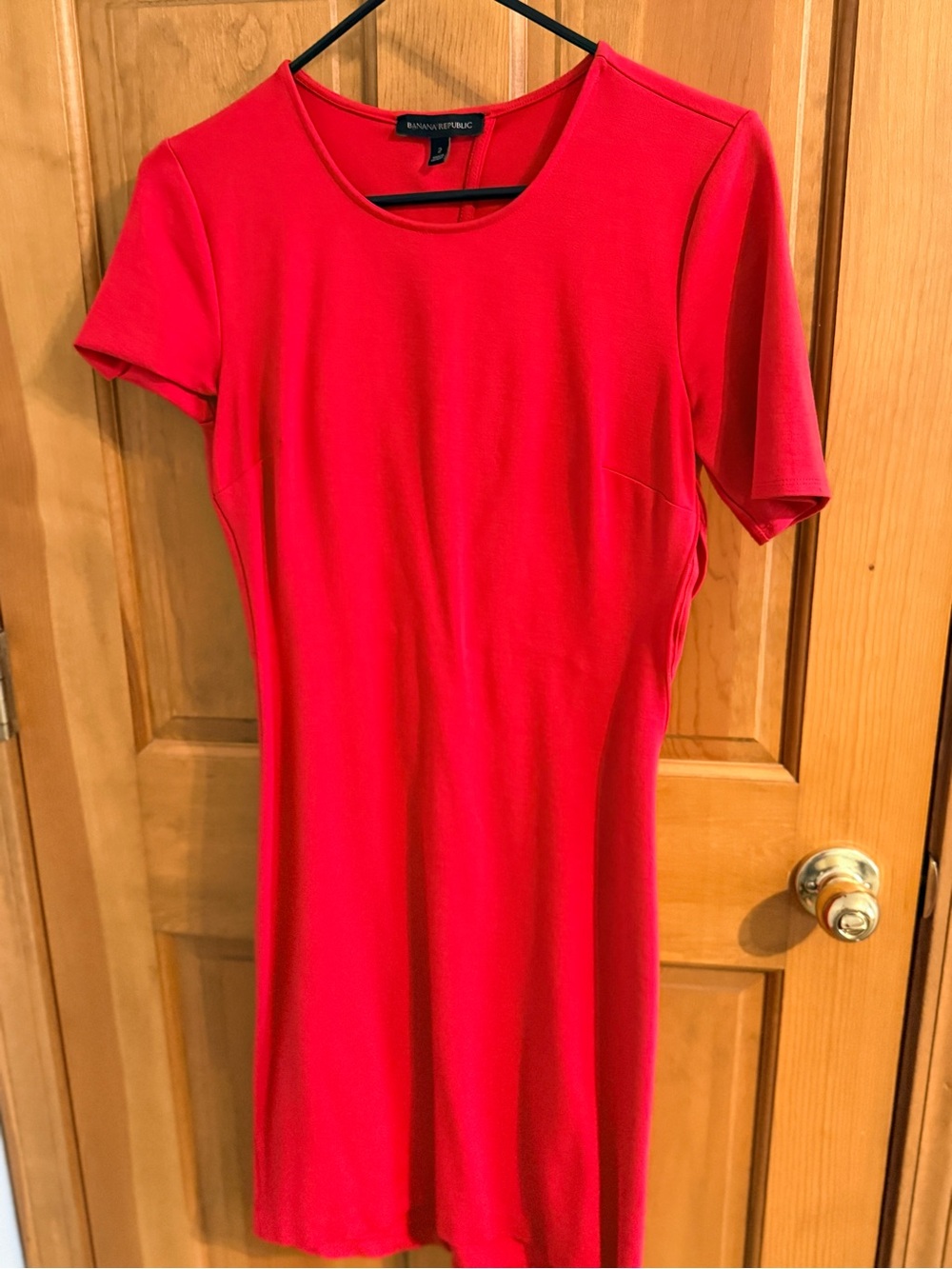 Banana Republic Bright Red Short-Sleeve Sheath Dress